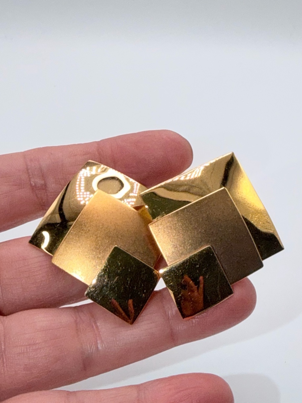 Monet Shiny Gold Geometric Square Clip-On Earrings